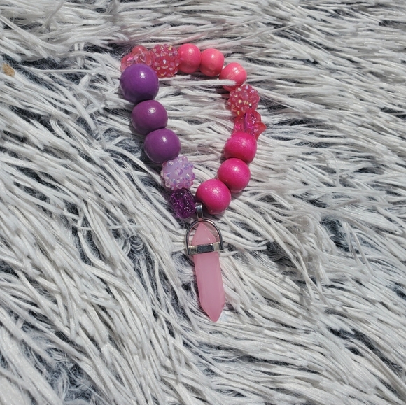 Handmade girls rose Quartz bubble gum bracelet